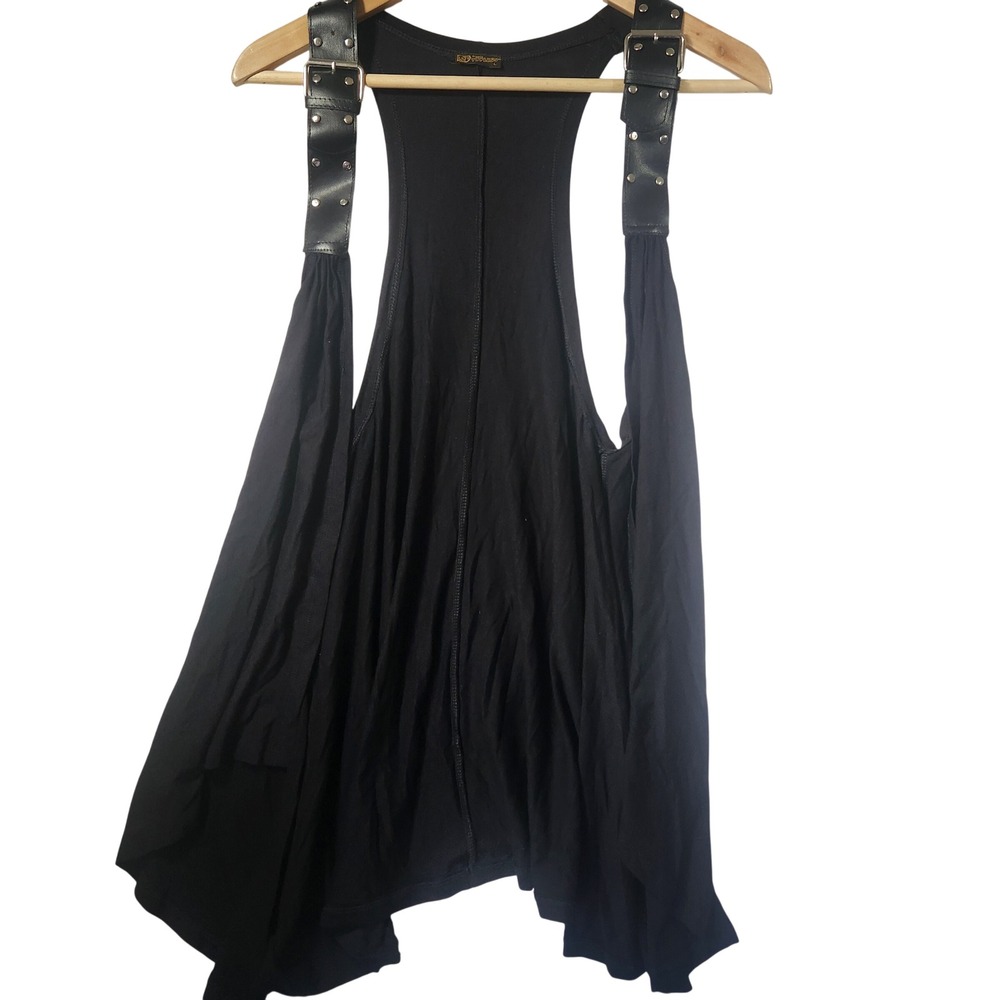 Organic Topless Black Racerback avant-garde Faux Leather‎ Buckle Straps Gothic L